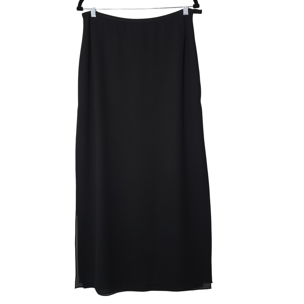 JS Collections Skirt Womens 12 Black Maxi Crepe Side Slit Formal Made in Canada